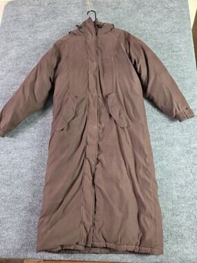 Cabelas Goose Down Coat Jacket Womens Medium Brown Quilted Full Zipper Outdoors